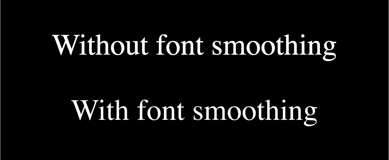 font-smooth プロパティを適用したテキストと、適用していないテキストの 2 つの例です