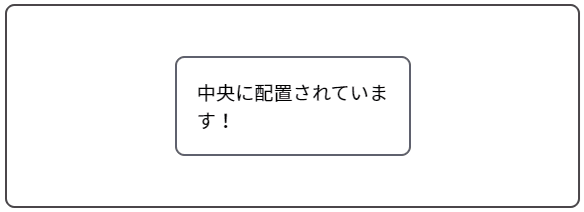 大きなボックスの中央に配置された要素